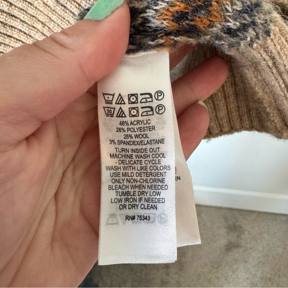 Ethan Pierce Brown Aztec Print Cardigan Size Large Wool Blend Grandpa Sweater - Picture 11 of 11